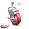 Service Caster 4 Inch Red Polyurethane Wheel Swivel 1/2 Inch Threaded Stem Caster with Brake SCC-TS20S414-PPUB-RED-TLB-121315 - alternate 3